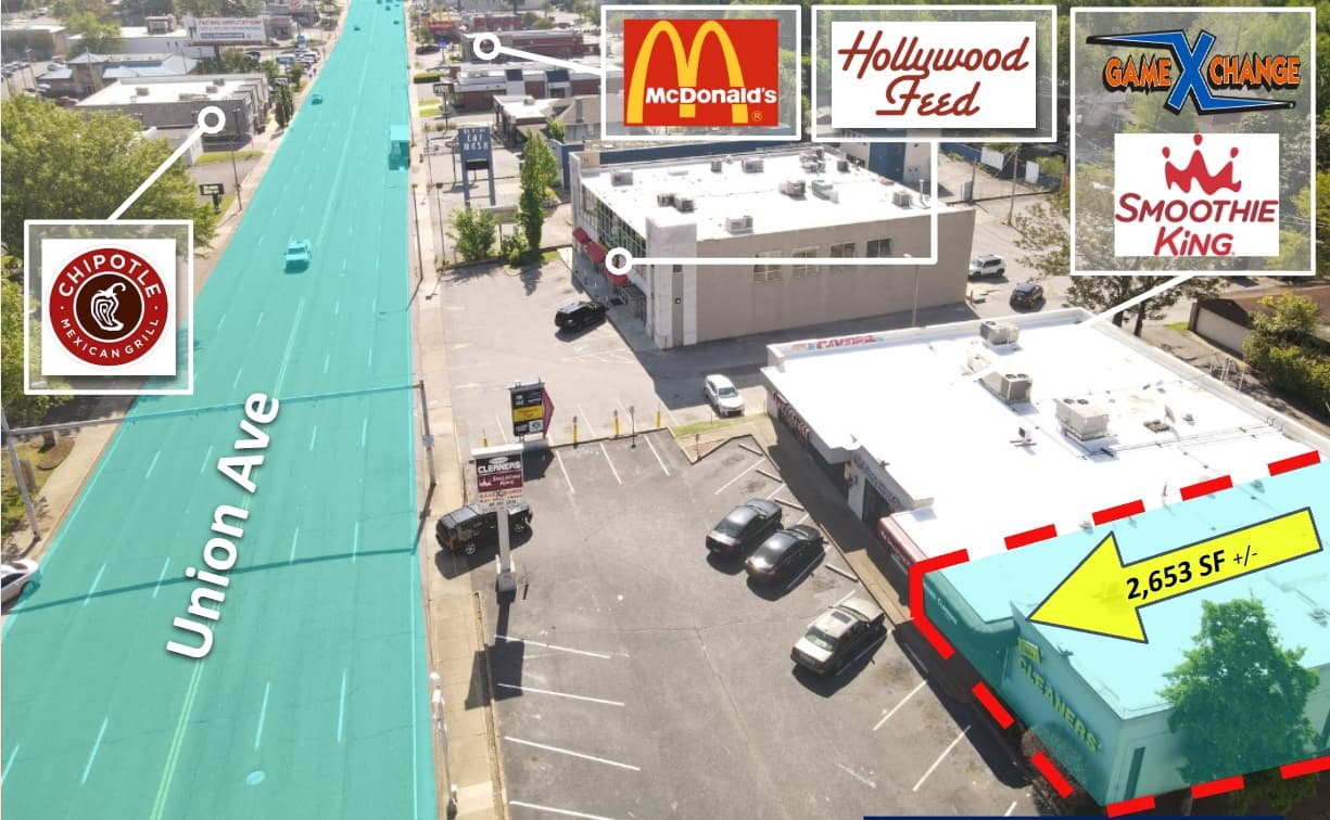 Highly Visible Endcap on Union Ave.  |  1993 Union Avenue, Memphis, TN 38104  |  For Lease